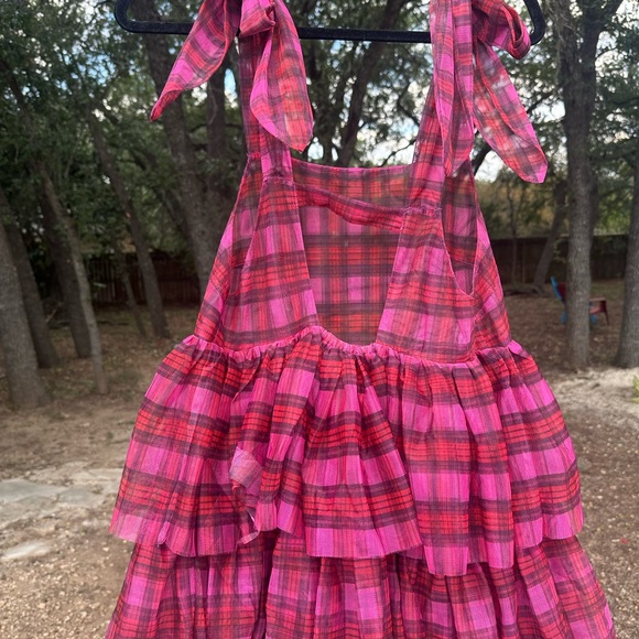 Kimchi Blue/ UO Red & Pink Plaid Tiered Dress - Picture 4 of 6